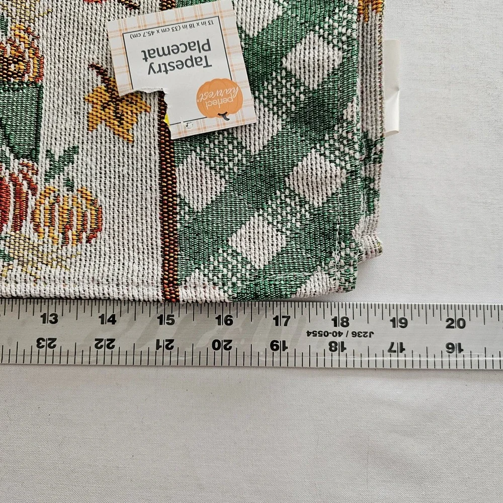Perfect Harvest Tapestry Placemats Set of 4 Autumn Leaves Pumpkins Green Truck